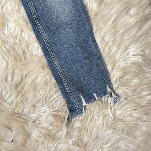 H&M Skinny Ankle Denim Jeans High Waist Raw Hem Distressed Light - Picture 3 of 14